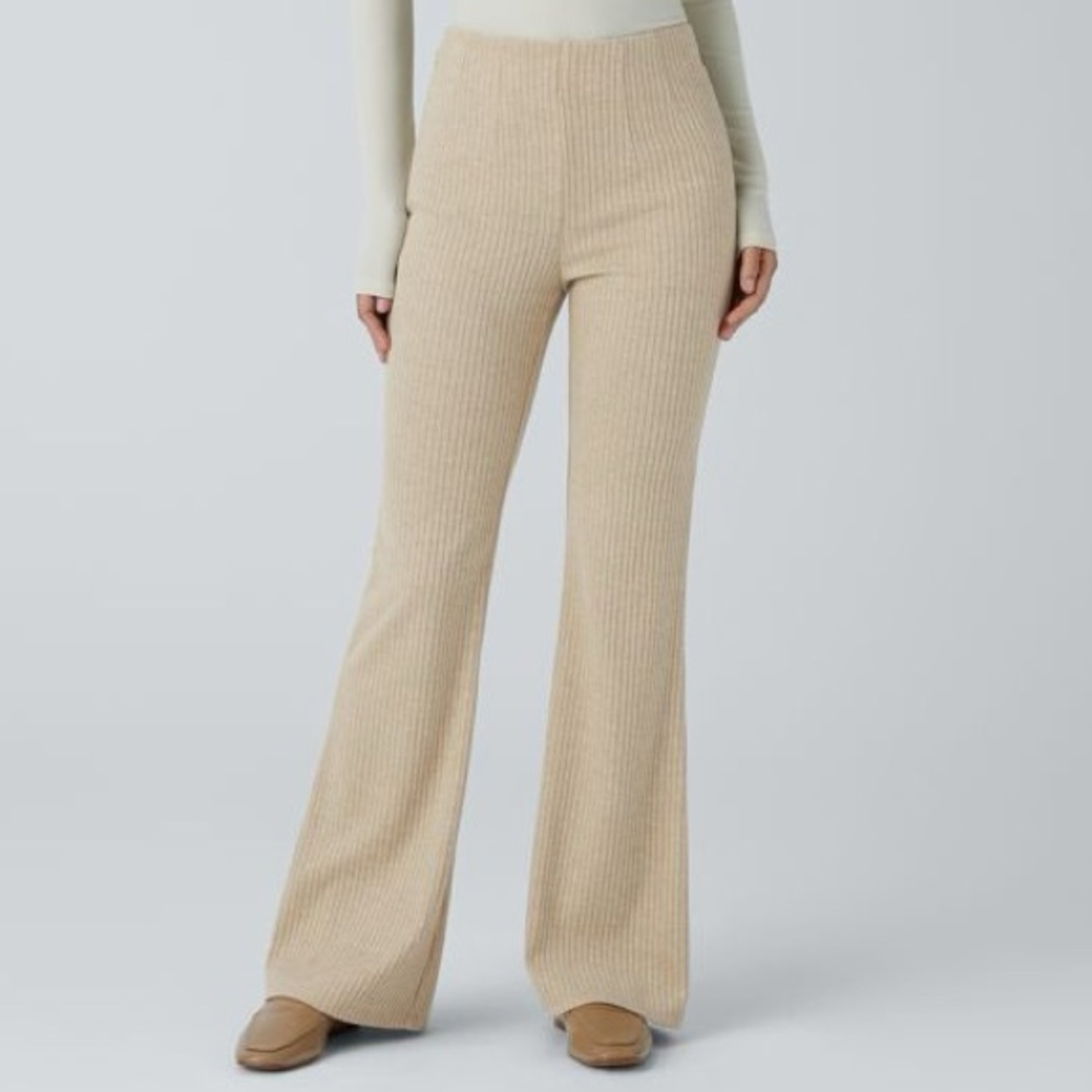 Halara ribbed knit high waisted flare pants